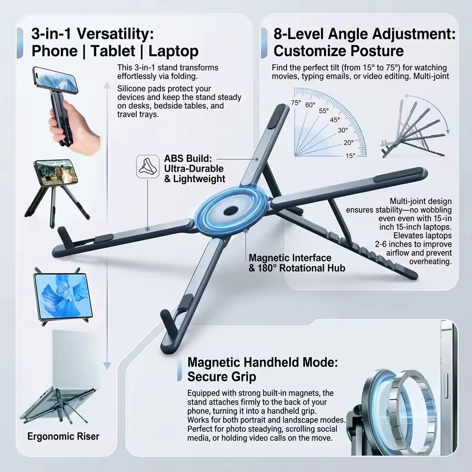 Desk Setup Equipment - Przenośny magnetyczny uchwyt na telefon i