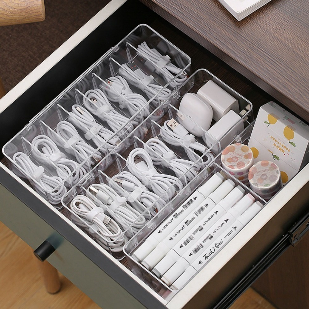 Desk Drawer Unit - Wielofunkcyjny organizer na kable, przezroczyste pudełko