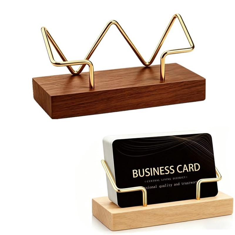 Desk Setup Home Office - 【A8】Drewniany organizer na wizytówki, stojak na