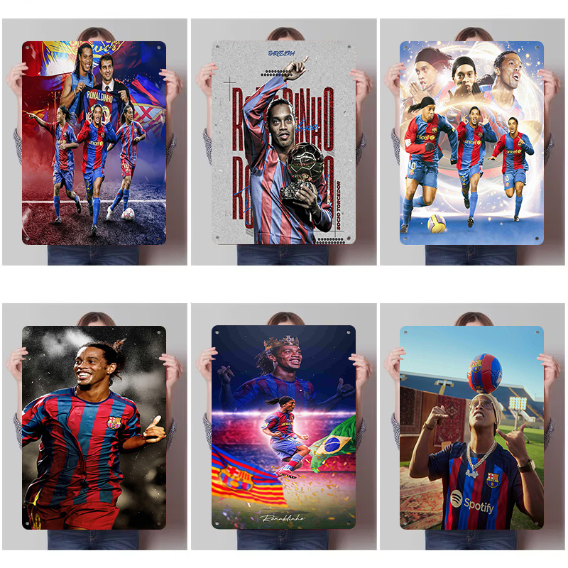 Desk Setup Poster - Ronaldinho Piłka Nożna Metalowe Plakaty Personalizowane