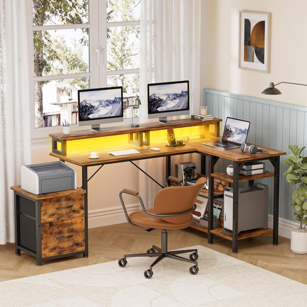 Biurko biurowe z szufladami na – Desk Setup Corner recenzja i cena